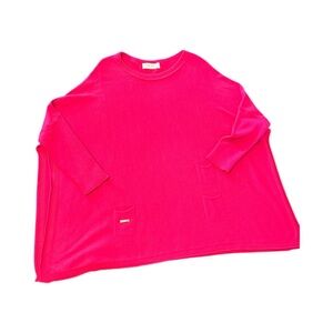 Mersea Womens Hot Pink Crewneck Catalina Sweater One Size Side Slits Lagenlook
